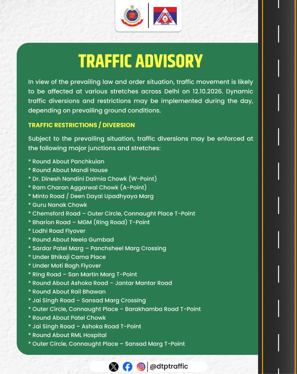 Delhi Traffic Police (@dtptraffic) on X